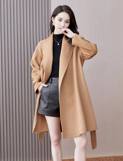 2023秋冬新款羊绒大衣 - 棕色1